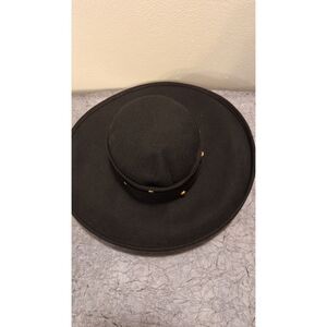 VTG SONMI SAN FRANCISCO 100% Wool Black Hat Made In‎ USA Wide Brim Gold Details